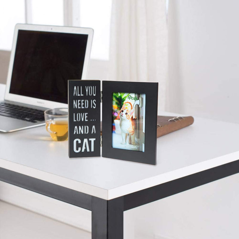 [Australia] - YEASL Wood Dog Picture Frame - 4x6 Inch Light Up Pet Picture Frame for Dog and Cat Memorial Gifts All You Need is Love and A CAT 