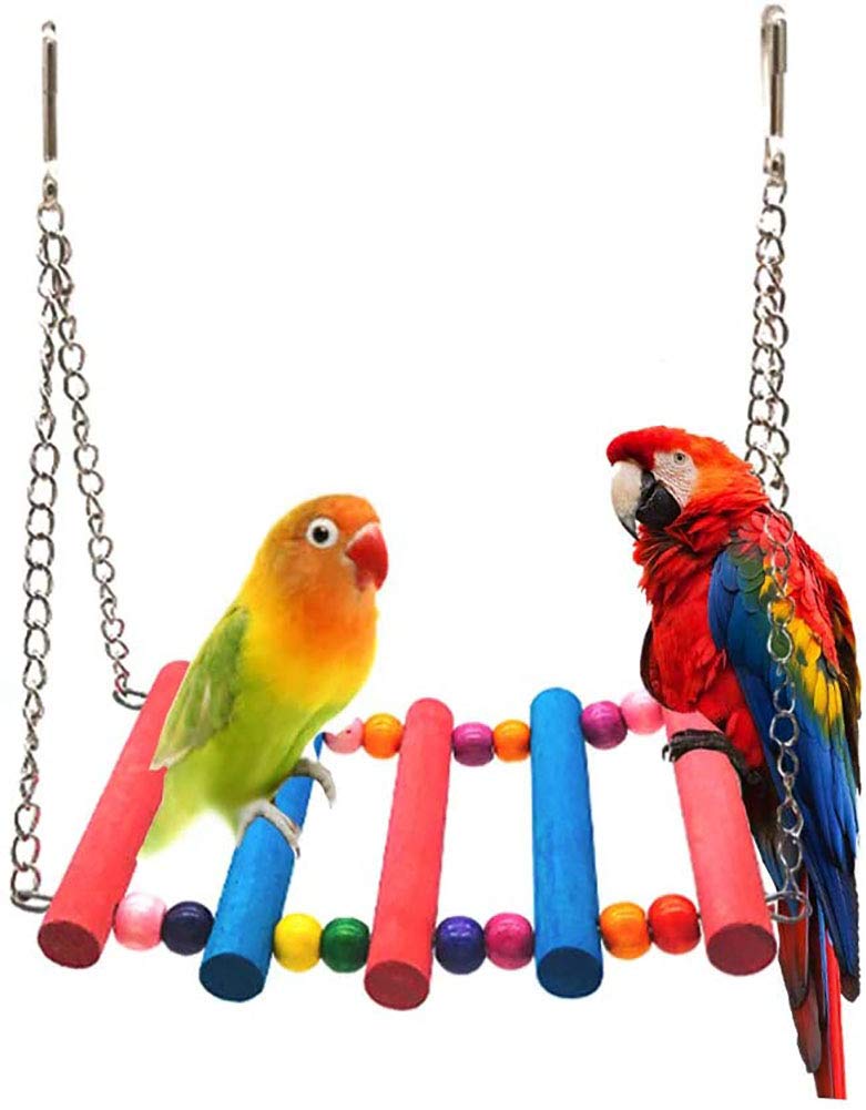 Wonninek Bird Toys Bird Swing Parrot Ladder Budgie Chewing Toy Macaws Bite Parakeets Bell Lovebirds Rattan Conures Perch Finches Toys Pendant 6 Pcs - PawsPlanet Australia