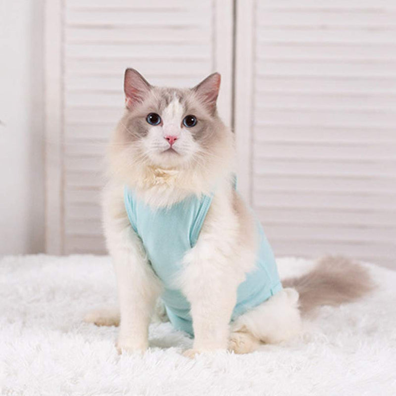 Kitipcoo Professional Surgery Recovery Suit for Cats Cotton Breathable Surgery Suits for Abdominal Wounds and Skin Diseases for Cats Dogs, After Surgery Wear Suit XS (4.4-6.6 lbs) blue-paste-surgery - PawsPlanet Australia