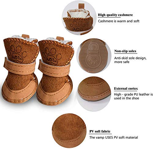 URBEST Dog Shoes with Hook Loop Closure Booties Pet Dog Chihuahua Shoes Boots, 4Pcs 1# Brown - PawsPlanet Australia