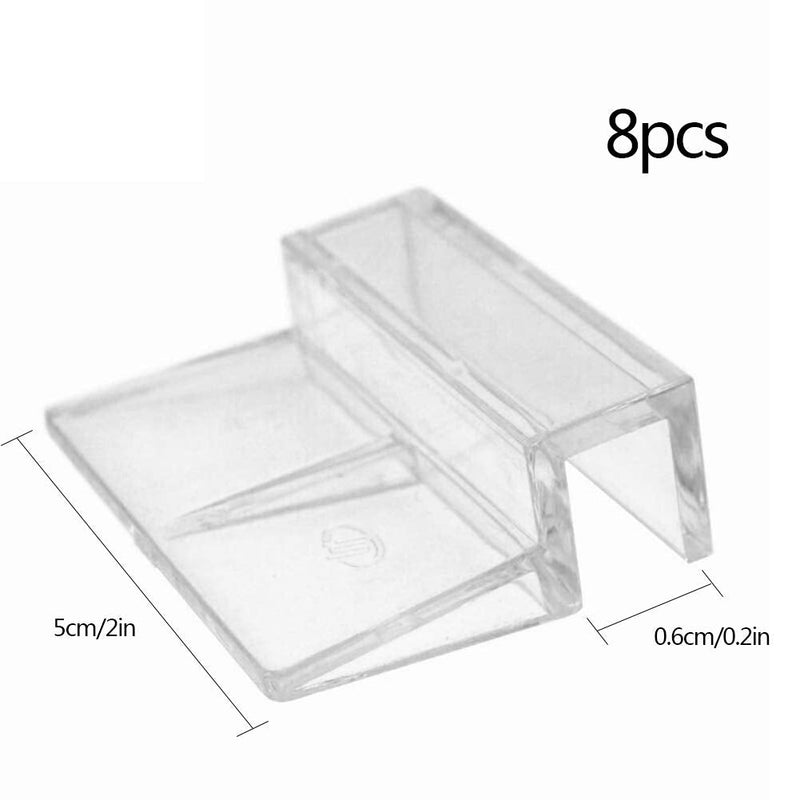 8 Pcs Fish Tanks Glass Cover Clip,6mm/8mm/10mm/12mm Aquariums Fish Tank Acrylic Clips Glass Cover Support Holders Universal Lid Clips for Rimless Aquariums 8 mm (6mm) 6mm - PawsPlanet Australia