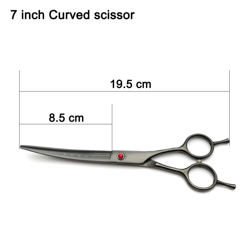 Kingstar Professional Pet Grooming Scissors Set Straight Scissors Thinning Scissors Curved Scissors with Comb case Comb 7 inches 7 inches Titatium-black set - PawsPlanet Australia