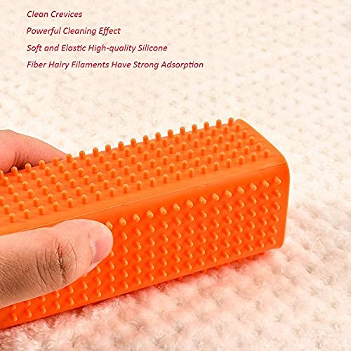 2Pcs Pet Dog Hair Remover, Silicone Dog Cat Hair Brush Pet Grooming Brush, Pet Dog Cat Fur Remover Brush for Cleaning Carpet Furniture and Car Interiors (Yellow and Orange) - PawsPlanet Australia