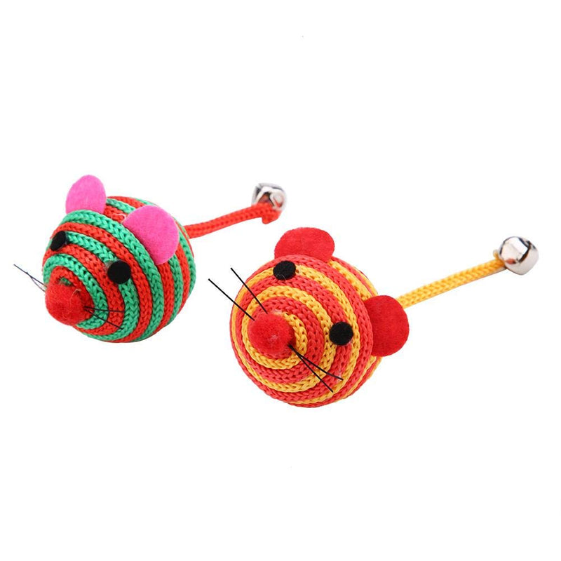 Sheens 5pcs/Set Mouse Cat Interactive Toy Colorful Nylon Rope Round Ball Mouse with Long Tail Fun Training Toy Random Color - PawsPlanet Australia