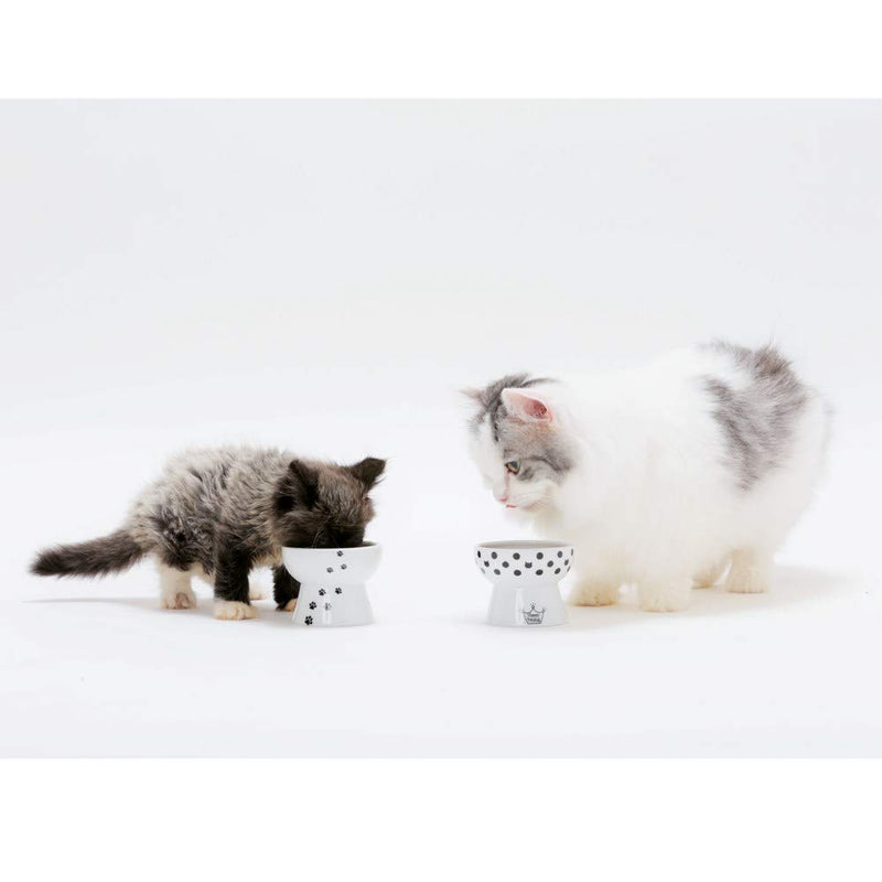 [Australia] - Necoichi Raised Cat Food Bowl, Stress Free, Backflow Prevention, Dishwasher and Microwave Safe, Made to EC & ECC European Standard Cat Dots 