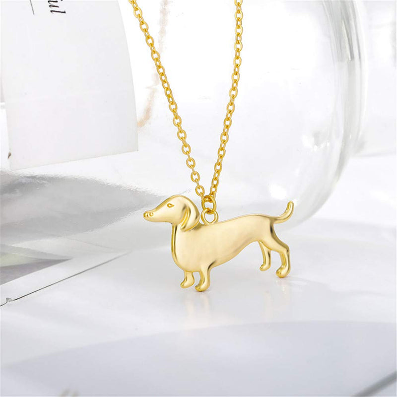 Qermolas Dachshund Pendant Charm Necklace Dog Animal Pet Memorial Jewelry for Women Gold - PawsPlanet Australia
