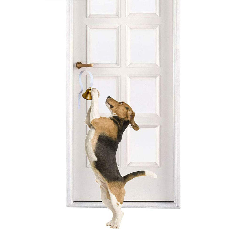 2 Pack Brass Tinkle Dog Doorbell, Adjustable Doggy Doorbells for Potty Training Tips, Can be Fixed Dog puppy Pet Door Bells for Door Knob, Potty Training, Go Outside, Service Bell (White) White - PawsPlanet Australia