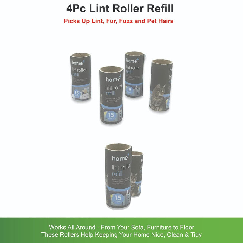 ABRUS® 4Pc Lint Roller Refill - Super Value Pack | Picks Up Lint, Fur, Fuzz and Pet Hairs - PawsPlanet Australia