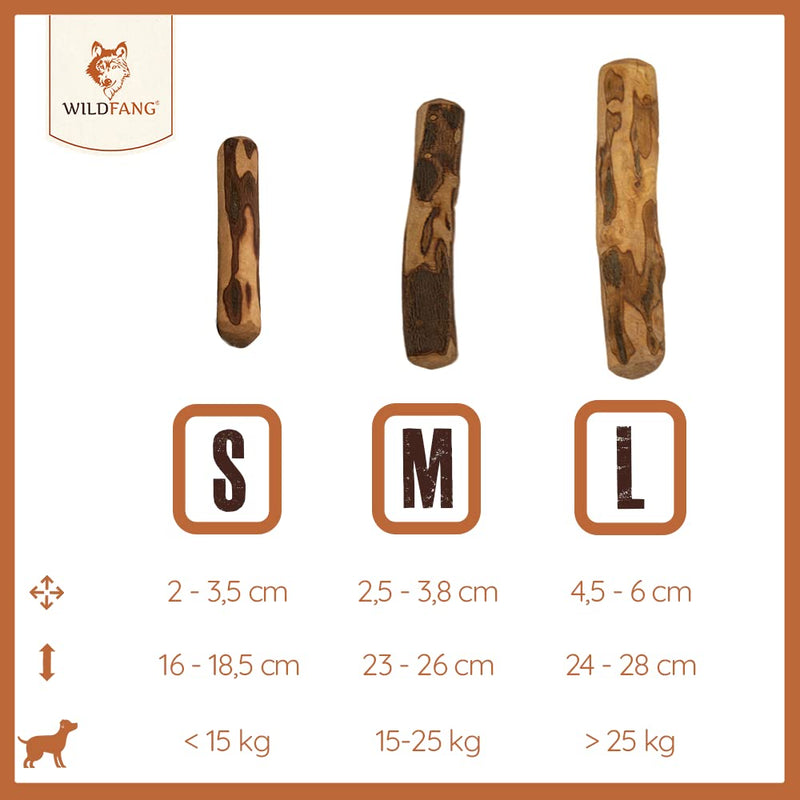 Wildfang® olive wood chewing stick for dogs | Wooden bones olive wood | natural olive wood chew toy for dogs | Dental care | durable toy for dogs -M (101-220g) for dogs from 15-25 kg M - 101-220 g (pack of 1) - PawsPlanet Australia
