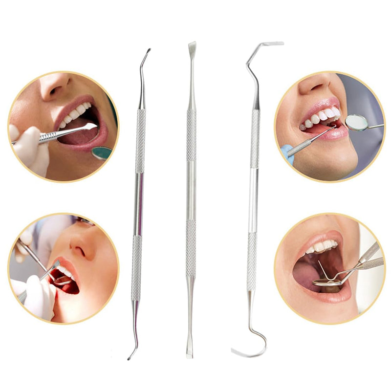 DVZUYS Pack of 3 Dog Sickle Scaler Tartar Remover Grinded Teeth Cleaner for Pets Toothbrushes Alternative Made of Stainless Steel Teeth Cleaning Dental Care Tartar Scraper - PawsPlanet Australia