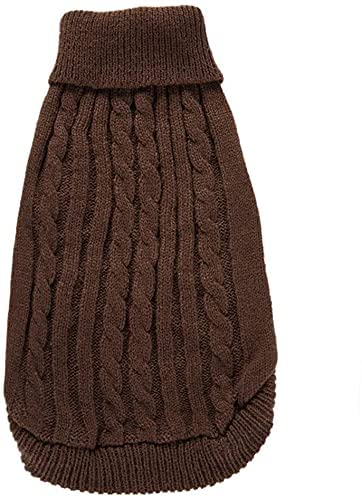 CHBORCHICEN Small Dog Sweaters Knitted Pet Cat Sweater Warm Dog Sweatshirt Dog Winter Clothes Kitten Puppy Sweater XX-Small Brown - PawsPlanet Australia