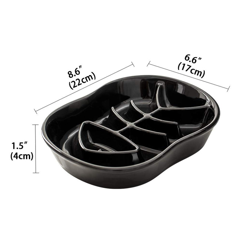 Black Ceramic Slow Feeder Dog Bowls Cat Bowl -Ceramic Fun Interactive Feeder Bloat Stop Cat Bowl Preventing Feeder Anti Gulping Healthy Eating Diet Pet Bowls Against Bloat, Indigestion and Obesity Black - PawsPlanet Australia