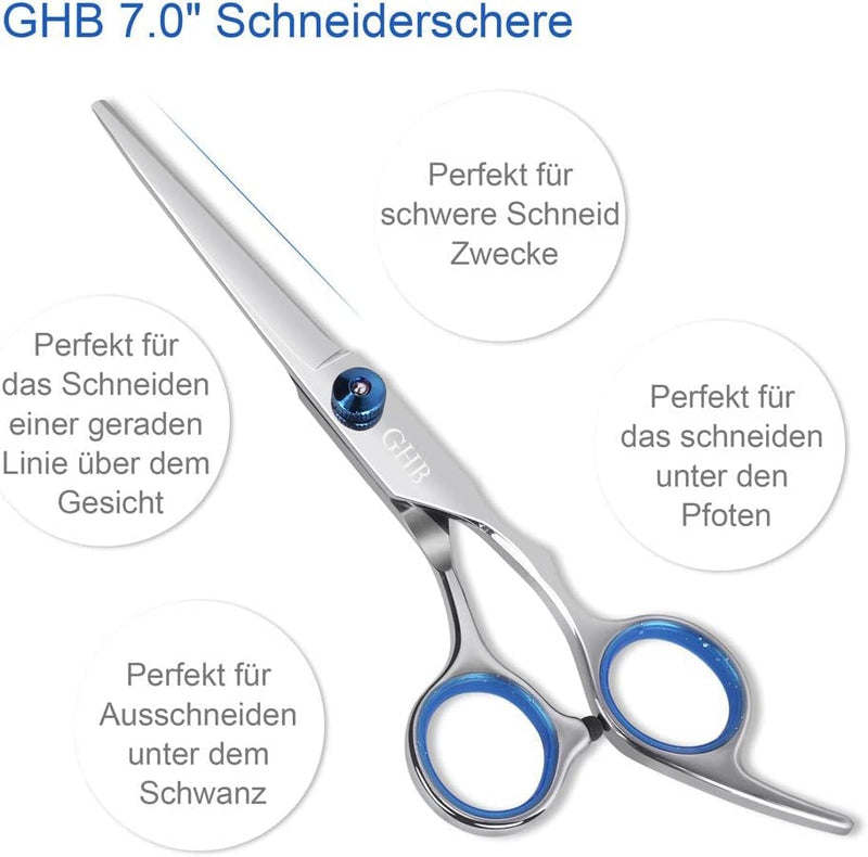 GHB dog hair scissors with thinning scissors for grooming 5 in 1 for all dogs, cats, cutting and grooming - PawsPlanet Australia