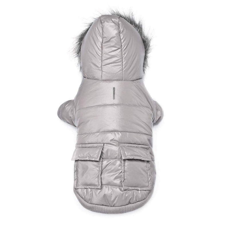 PETCUTE Dog winter coat waterproof dogs winter jacket with hood warm dog coat Gray small S - PawsPlanet Australia