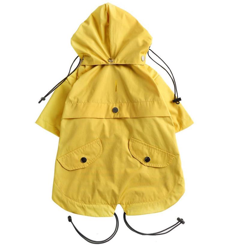 Stylish Premium Dog Raincoats - Dog Wear Yellow Zip Up Dog Raincoat with Reflective Buttons, Pockets, Rain/Water Resistant, Adjustable Drawstring, Removable Hood -Yellow -S - PawsPlanet Australia