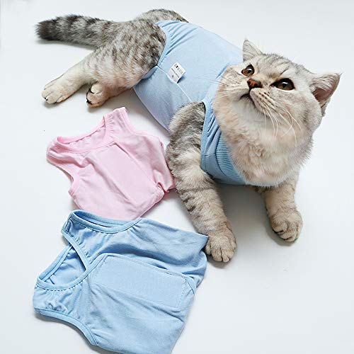 Cat Professional Surgical Recovery Suit,Cat Clothes for Abdominal Wounds or Skin Diseases (S, Blue) S: for Cat Weight 2-3.4 lb - PawsPlanet Australia