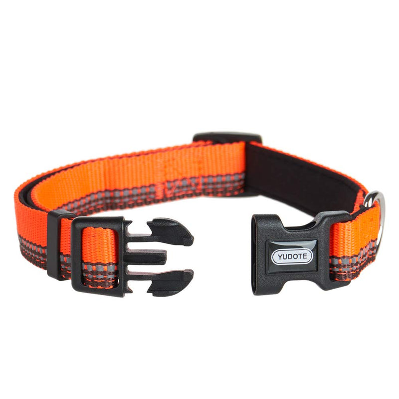 YUDOTE Reflective Dog Collar Soft Lightweight Polyester Webbing with Neoprene Padded Lining for Small Dogs Neck 25-38cm, Orange Brown S:25-38cm Neck,1.5cm Width - PawsPlanet Australia