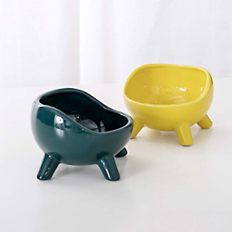 Cat Bowls Raised Cat Food Bowls Anti Vomiting,Ceramic Cat Food and Water Bowls Stress Free,Angled Elevated Pet Bowl with 4 fixed feet,Backflow Prevention,Non Slip,No Spill,for Cats and Small Dogs Green - PawsPlanet Australia