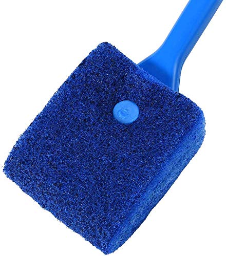 Aquarium Algae Scraper - Fish Tank Cleaning Double Sided Sponge Brush, Long Handle Fish Tank Scrubber for Acrylic Glass Aquariums (Blue) - PawsPlanet Australia