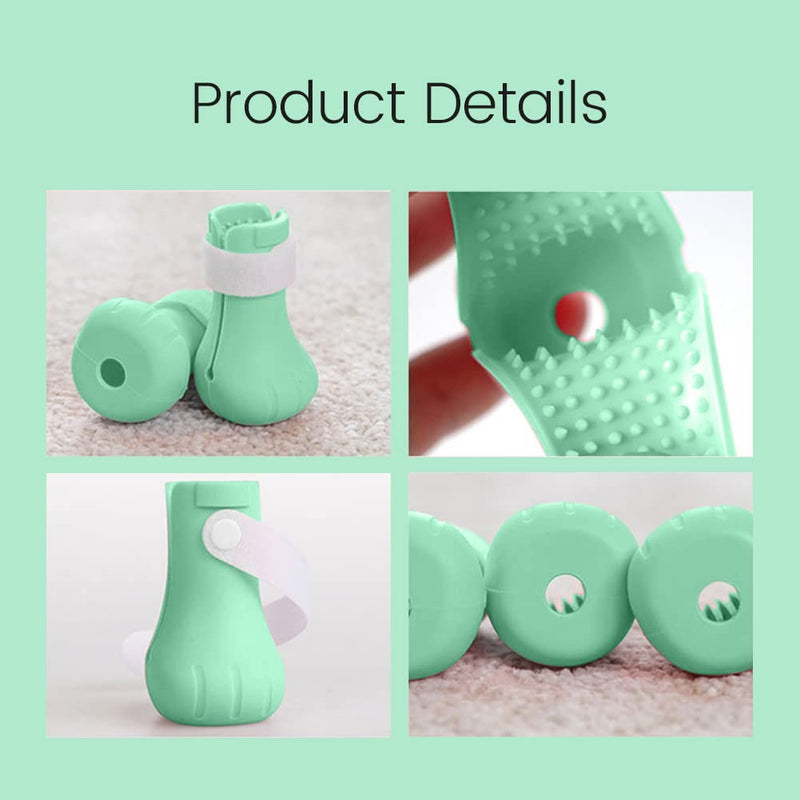 Creperture Pack of 4 Silicone Cat Shoes Cat Anti-Scratch Boots Silicone Adjustable Cat Paw Protector Foot Cover for Cats Bathing Shaving Checking, Green - PawsPlanet Australia