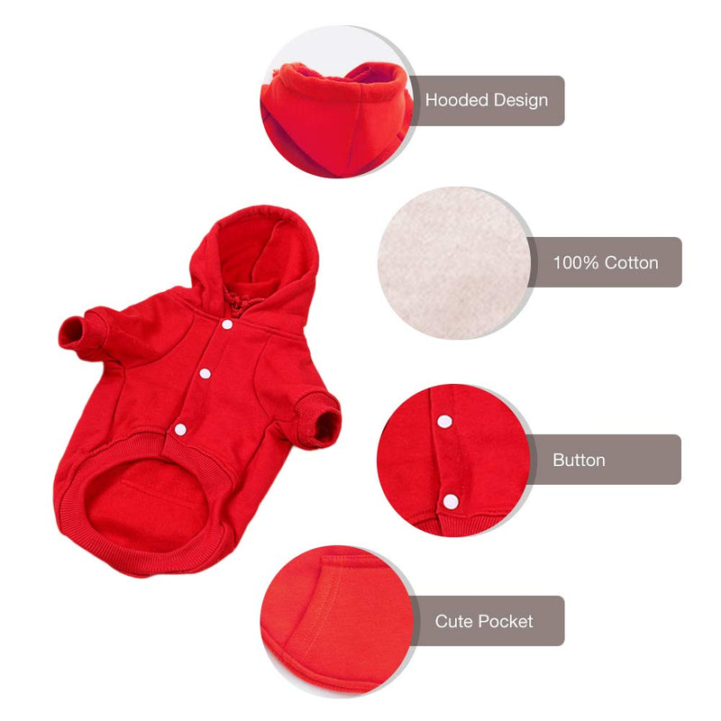 [Australia] - Namsan Pet Sweatshirt Warm Hooded Dog Coat Cat Sweaters with Pocket #5 chest: 20" Red 