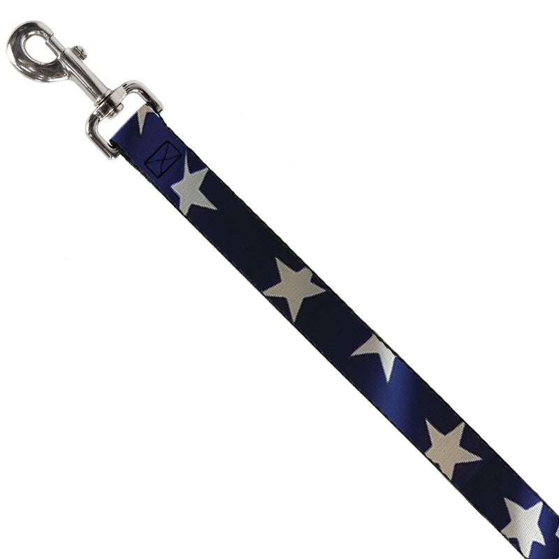 [Australia] - Buckle-Down Dog Leash American Flag Vivid Stars Close Up Blue White 6 Feet Long 0.5 Inch Wide 6 Feet Long - 1/2" Wide 