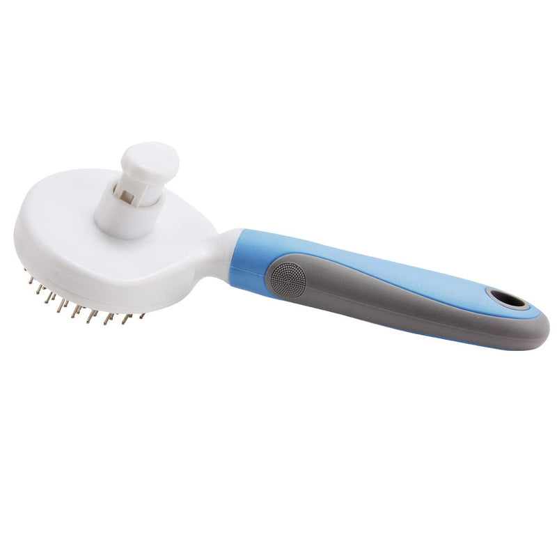 WLTHO Pet Grooming Brush for Cat and Dog, Self-cleaning Slicker Brush for Grooming and Shedding Gently & Effectively for Any Long or Short Haired Pets, Blue - PawsPlanet Australia