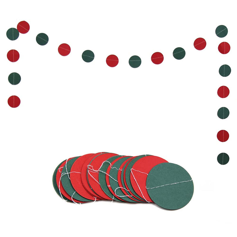 Red and Green Paper Garland Circle Dot Hanging Decorations Party Banner Streamer for Christmas Birthday Kid's Room - PawsPlanet Australia