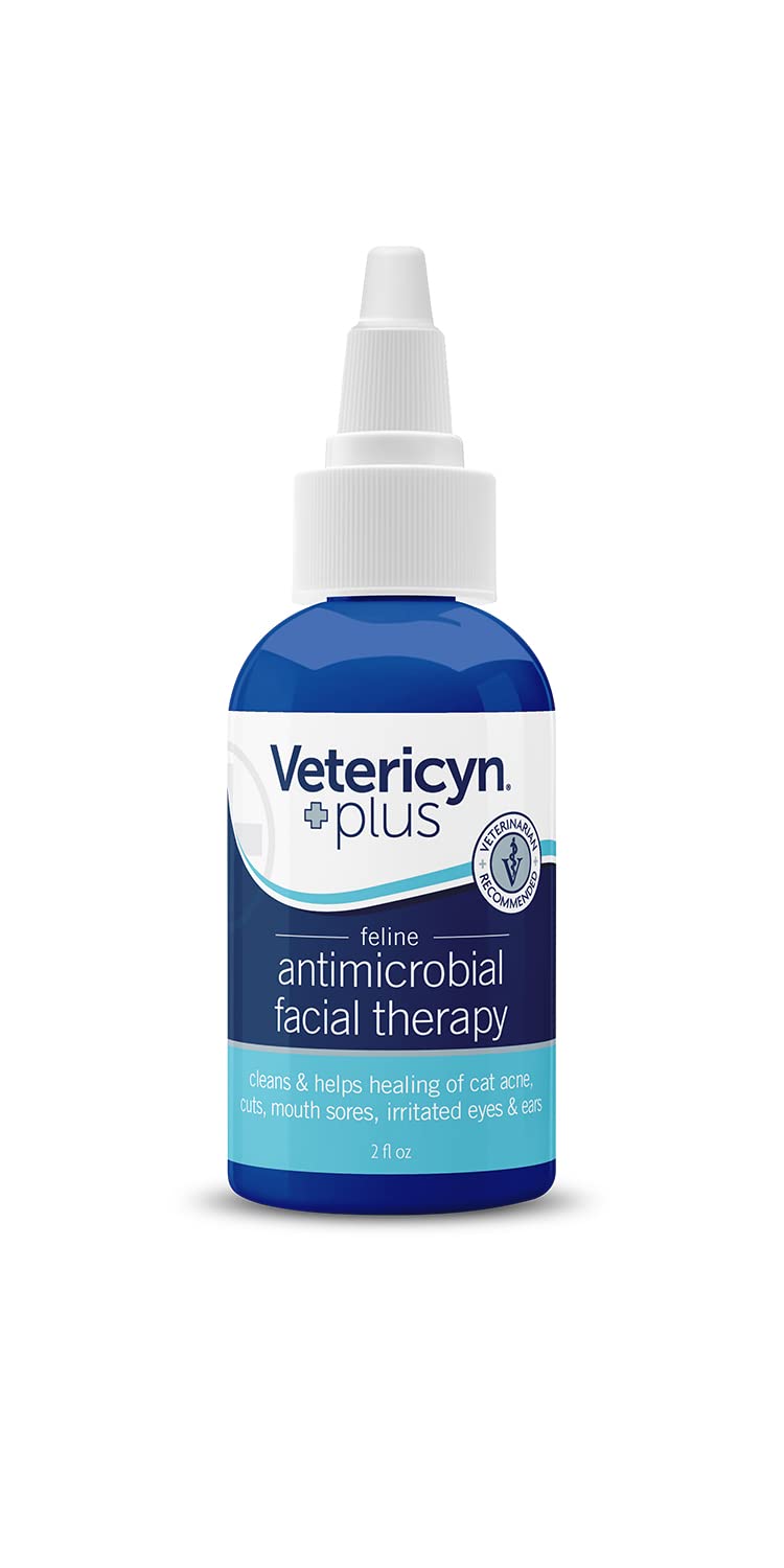 Vetericyn Plus Feline Facial Therapy. to Care for Cat Acne, Cuts, Mouth Sores, and Irritated Eyes and Ears on Cats of All Ages. Non-Toxic and Safe if Ingested. (2 oz) - PawsPlanet Australia