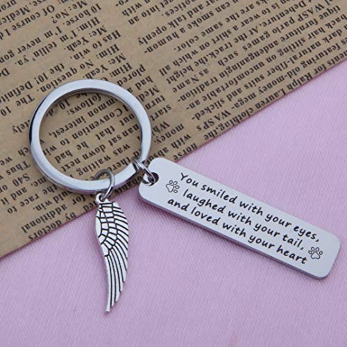 [Australia] - QIIER Pet Loss Pet Memorial Gift Keychain with Angel Wing Charm Loss of Pet Gift Dog Cat Loss Keychain Gift Silver 