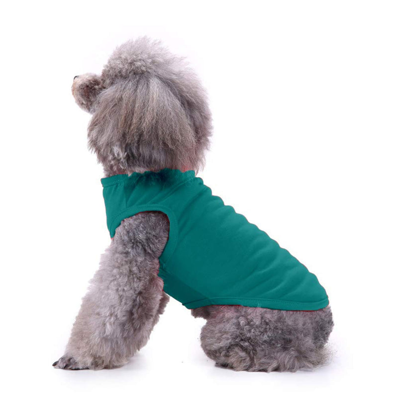 Chol&Vivi Dog Shirts Blank Clothes, 2pcs Dog T-Shirts Apparel Fit Fot Small Extra Small Medium Large Extra Large Dog Cat, Cotton Shirts Soft and Breathable 12" Chest Black And Dark Green - PawsPlanet Australia