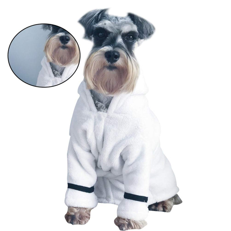 Balacoo Soft Pet Bathrobe Pajamas Small Dog Bathrobe Towel - Super Absorbent Dog Drying Towel Robe with Hood - Dog Towels for Medium Small Dogs (White) XL - PawsPlanet Australia
