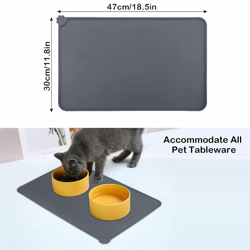 Emwel dog cats, waterproof and non-slip silicone feeding bowl base for food bowls, water bowl, feeding mat 47x30cm gray 180g gray - PawsPlanet Australia
