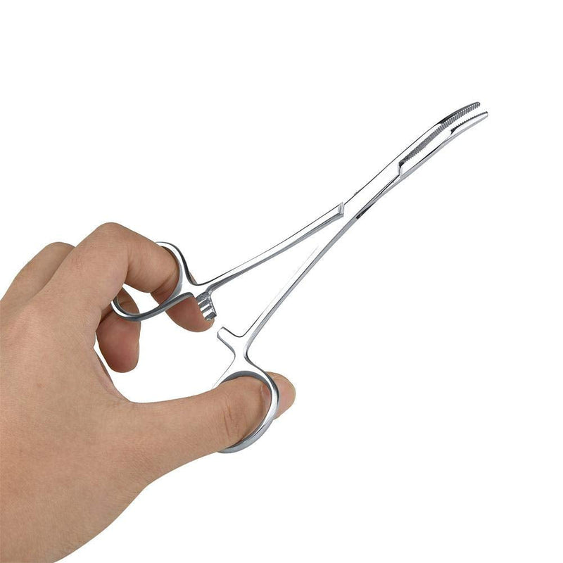 4.9inch/5.5inch Stainless Steel Hemostat Mosquito Pet Dog Cat Hair Puller Forceps Hemostat Ear Cleaning Curved Clamp(Big) Big - PawsPlanet Australia