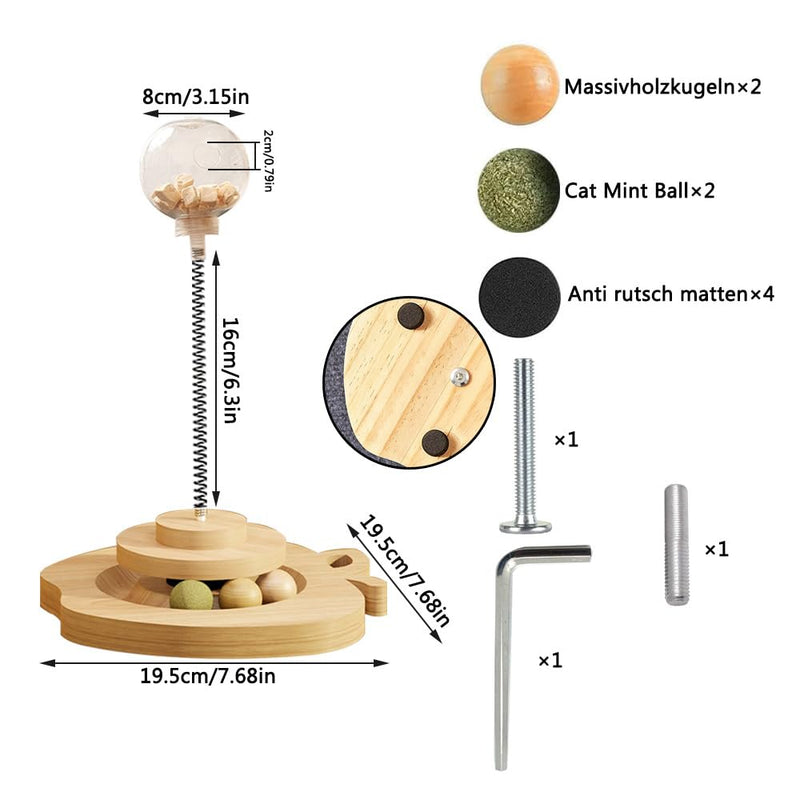 Interactive cat toy made of wood, interactive cat toy food, cat intelligence toy, cat wooden toy, wooden cat toy, intelligence cat toy, interactive food toy cat E - PawsPlanet Australia