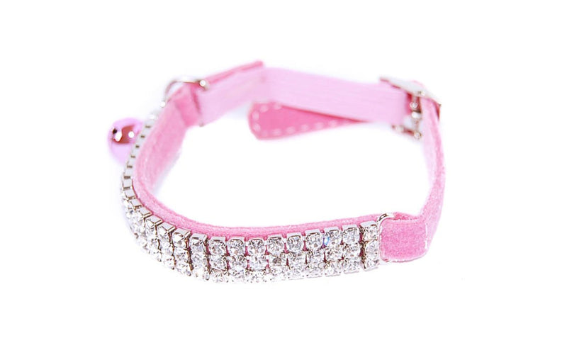 Pet Palace® "Moggy Monarch soft plush velvet and diamante cat safety collar for cat royalty plus FREE cute catnip toy! (Palacial Pink) Palacial Pink - PawsPlanet Australia