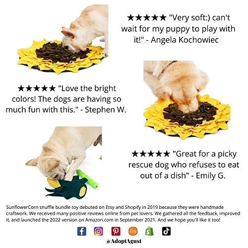 AdoptAgust Snuffle Mat for Dogs - Stress Relief Dog Sniffing Mat, Sniff Mat for Dogs to Beat Boredom and Mental Stimulation, Hypoallergenic Snuffle Mat for Dogs, Puppies, and Cats. SunflowerCorn - PawsPlanet Australia