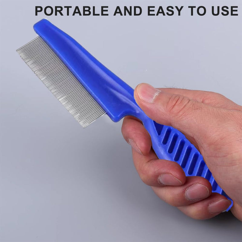 2-piece pet comb, portable cat dog flea comb, professional flea comb for removing fleas, stainless steel pet care combs, lice comb dust comb for cats and dogs (blue). - PawsPlanet Australia