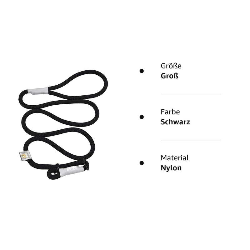 Cesar Millan leash - training leash for dogs - 2-in-1 collar dog and leash - slip lead - retriever leash with integrated collar, weatherproof rope - length 120cm diameter 1.2cm color black large - PawsPlanet Australia