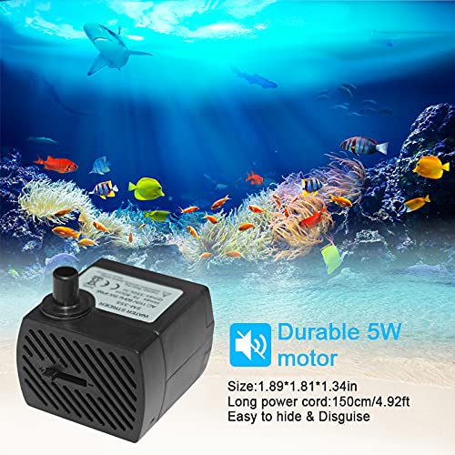 2Pcs Submersible Water Pump (350L/H, 5W), Ultra Quiet Adjustable Aquarium Pumps with 4.92ft Power Cord for Fish Tank, Pond, Fountain, Pet, Water Feature, Statuary Gardens and Hydroponic Systems - PawsPlanet Australia