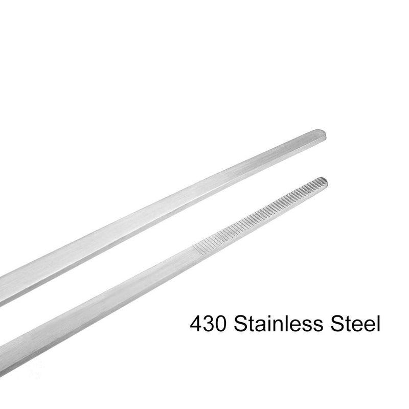 [Australia] - uxcell Aquarium Straight Curved Tweezers Set 15 Inch Stainless Steel Extra Long, Fish Tank Aquatic Plants Forceps Clip, 2 Pack 