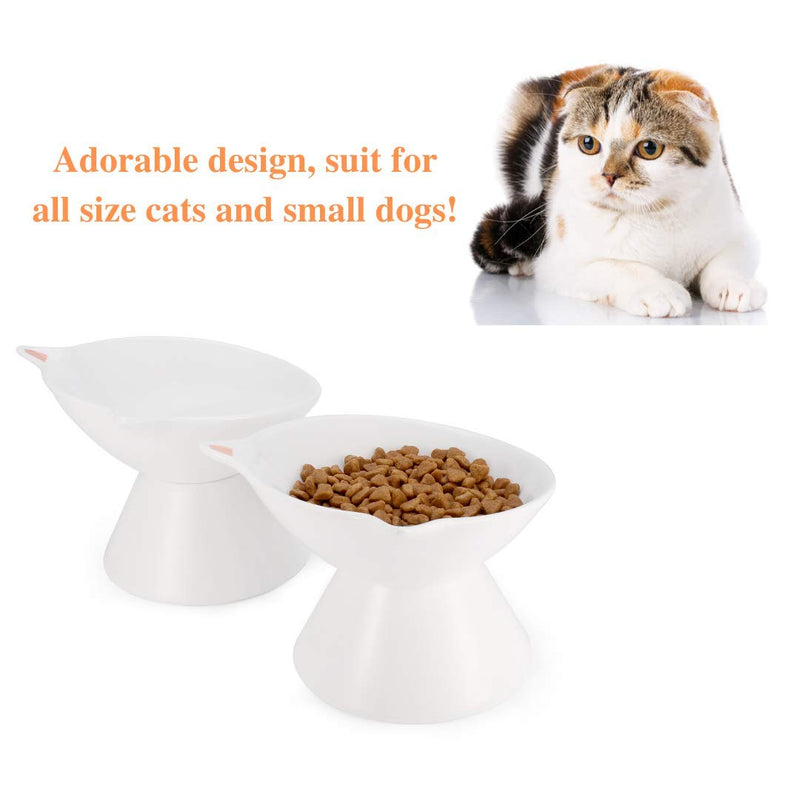 [Australia] - Lollimeow Ceramic Raised Cat Bowls, Elevated Food or Water Bowls, Stress Free, Backflow Prevention, Dishwasher and Microwave Safe, Lead & Cadmium Free FunnyFace 