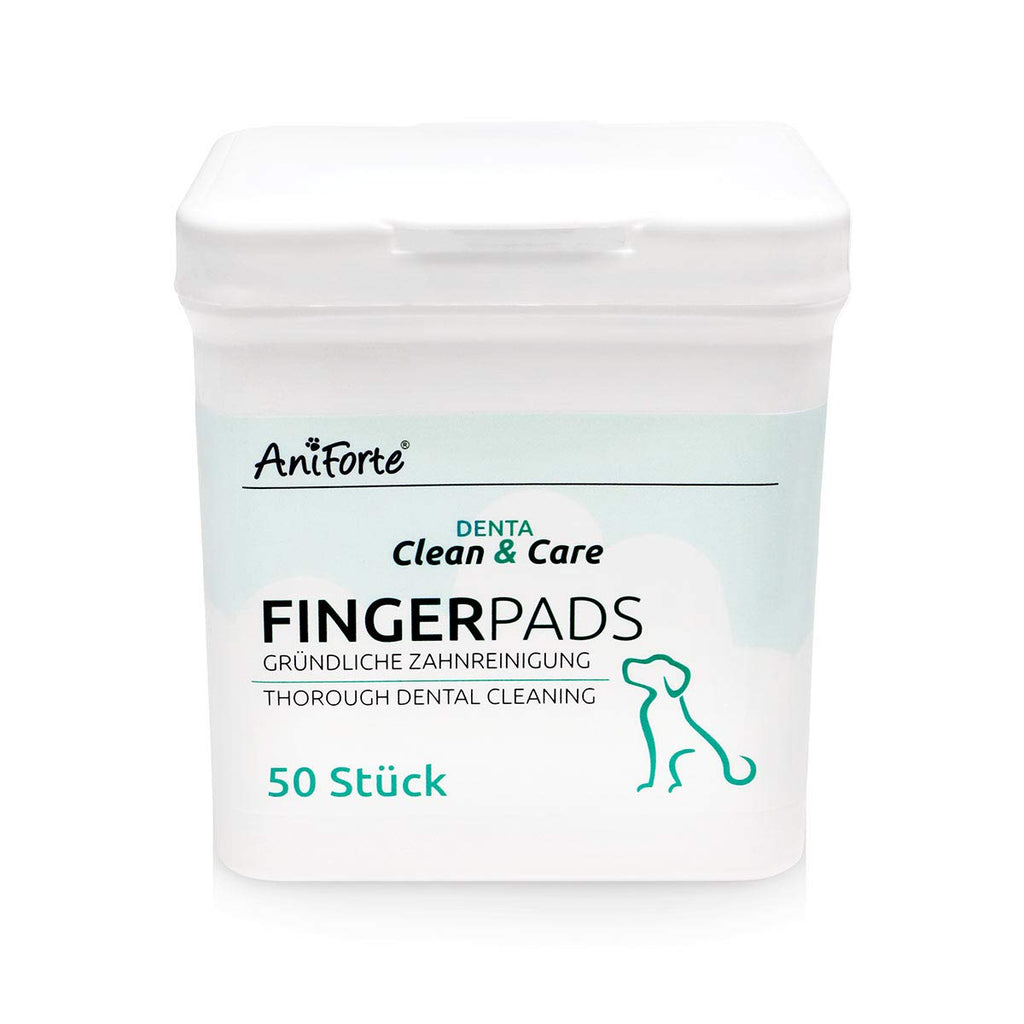 AniForte Denta Clean & Care Finger Pads for Dogs Pack of 50 - Finger Cots for Dental Care & Teeth Cleaning, Cares for Teeth & Gums, Reduces Plaque, Pads for Oral Hygiene & Fresh Breath - PawsPlanet Australia