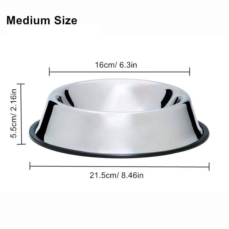 2 Pack Non-slip Stainless Steel Dog Bowls, Dog Feeding Bowls, Dog Plate Bowls With Rubber Bases, Pet Feeder Bowls And Water Bowls-8.5 inches M-8.5 inch - PawsPlanet Australia