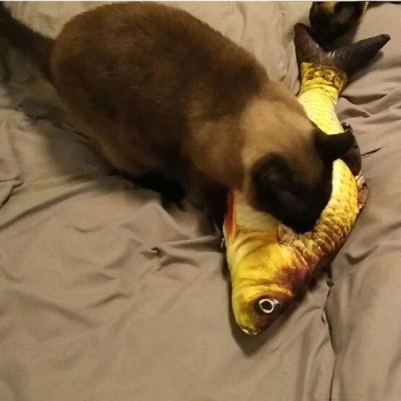 [Australia] - Catnip Toys for Cat/Kitty/Kitten,Fish Cat Toy Simulation Interactive Pets Pillow Yellow 7 inch 
