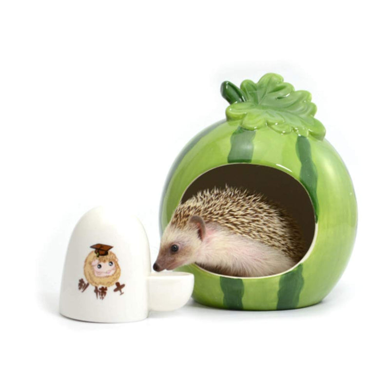 POPETPOP Thick Ceramic Home Pet Water Feeder Hedgehog Drinking Fountain Small Pet Water Dispenser (White) - PawsPlanet Australia