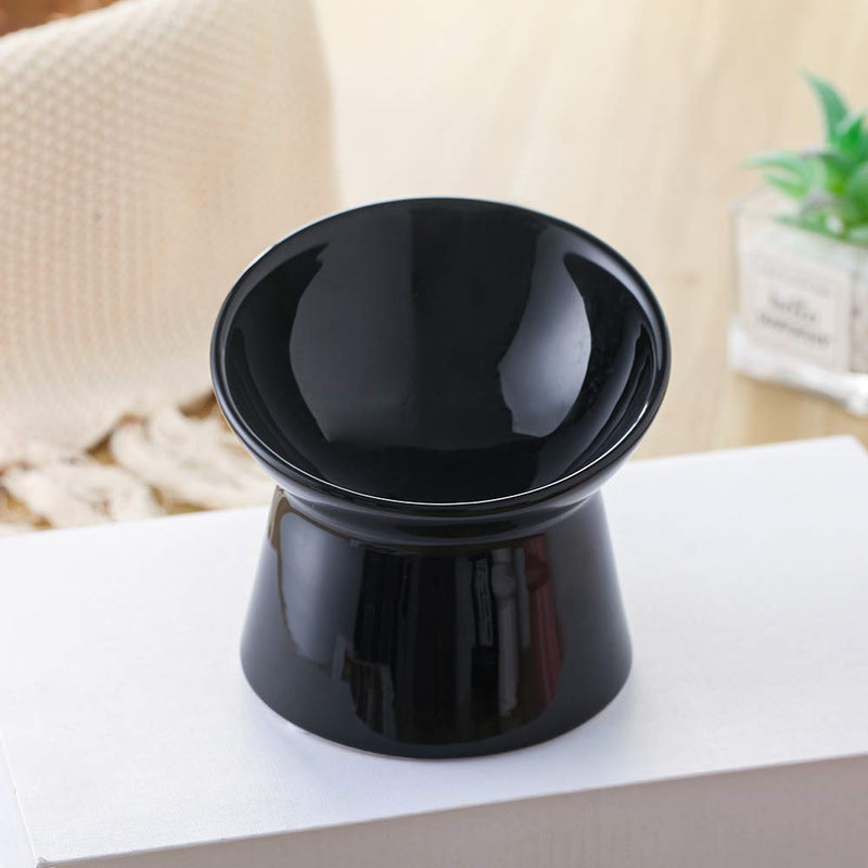 HCHLQLZ Black Small ceramic Raised Cat Bowls, Tilted Elevated Food or Water Bowls, Stress Free, Backflow Prevention, Dishwasher and Microwave Safe, Lead & Cadmium Free - PawsPlanet Australia