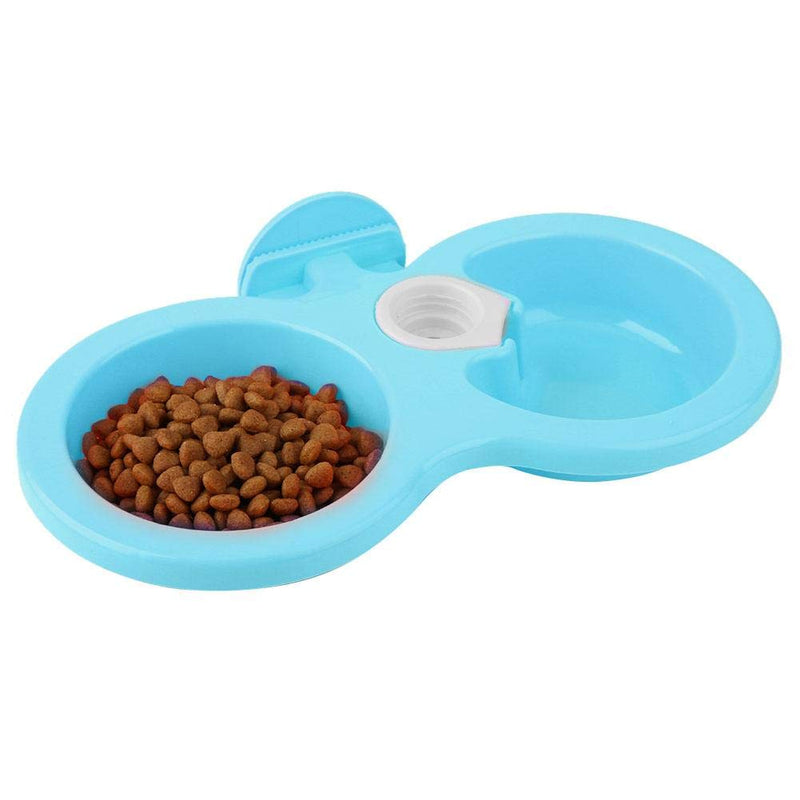 Dual Hanging Pet Bowl Pet Food Water Feeder Feeding Bowl Dog Cat Rabbit Bird Food Basin Dish with Bottle Cap Fastener Design for Crates Cages(Blue) Blue - PawsPlanet Australia