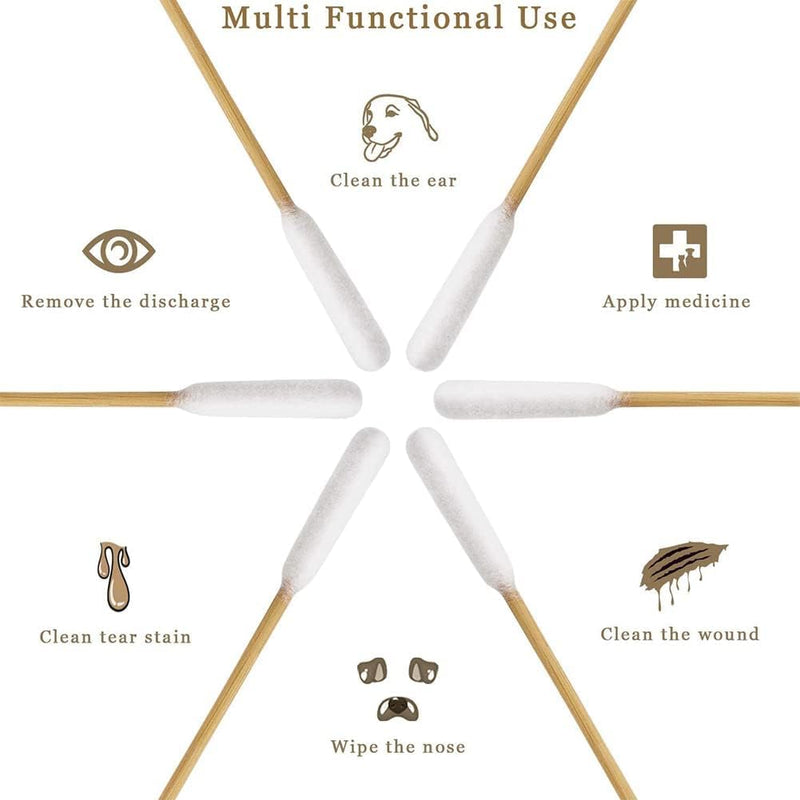 Pet cotton swabs, pet grooming scissors, ear cleaner for pets, cleaning clamp ear hair, 100 pieces 15 cm dog cotton swabs and 1 PC arterial clamp for pets, dogs, cats - PawsPlanet Australia