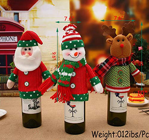 Christmas Holiday Wine Bottle Cover Set Wine Bottle Bag for Christmas Decorations Pack of 3 F - PawsPlanet Australia